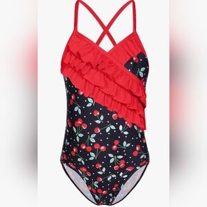 Cherry Print Girl's Swimsuit